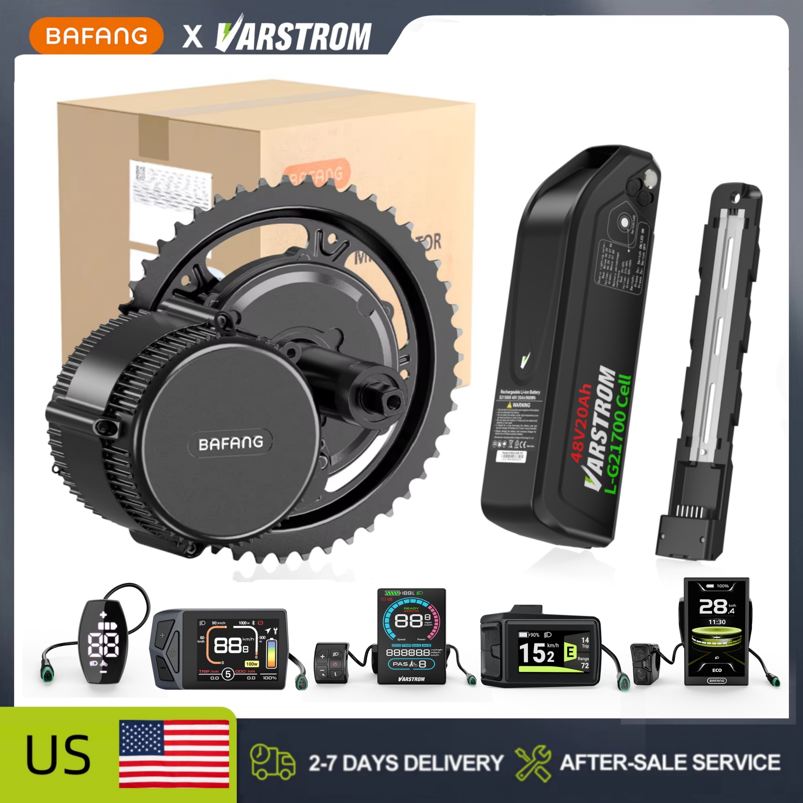 Bafang Bbshd 1000W Conversion Kit - [สต็อกในสหรัฐฯ] ชุดแปลงจักรยานไฟฟ้า Bafang มอเตอร์ขับเคลื่อนกลาง 48V พร้อมแบตเตอรี่