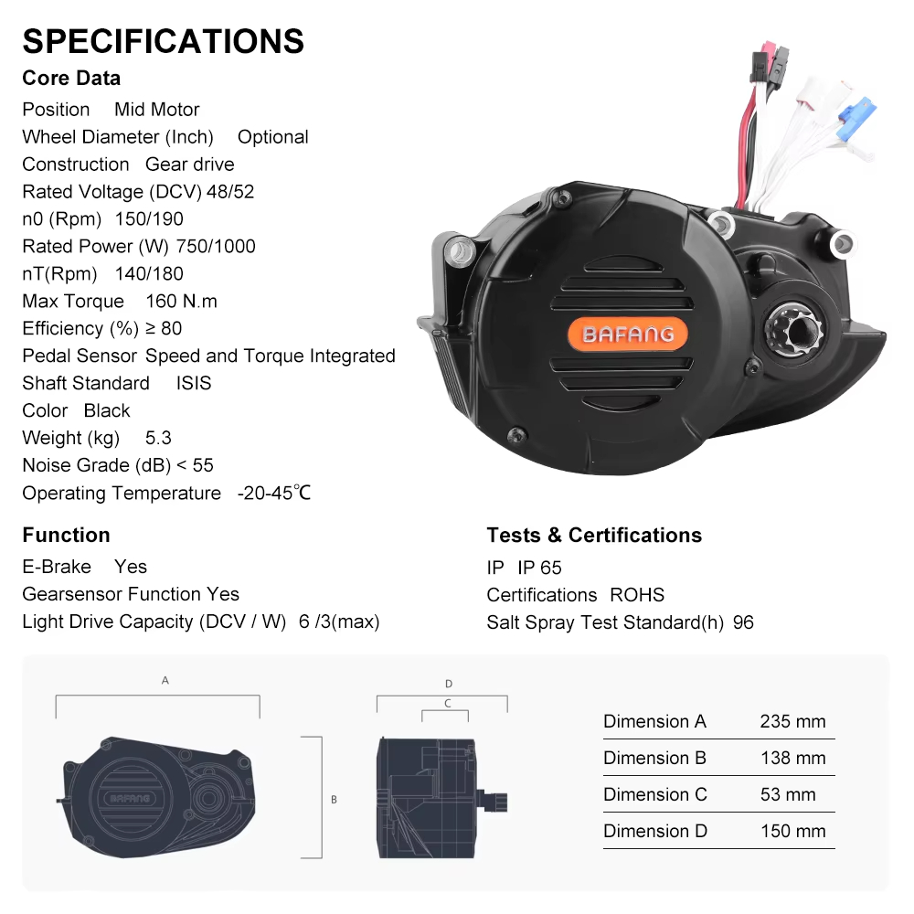 ชุดแปลงมอเตอร์ขับกลางสำหรับจัก - Mid Drive Motor Kit 52V 1000W บทวิจารณ์และราคา